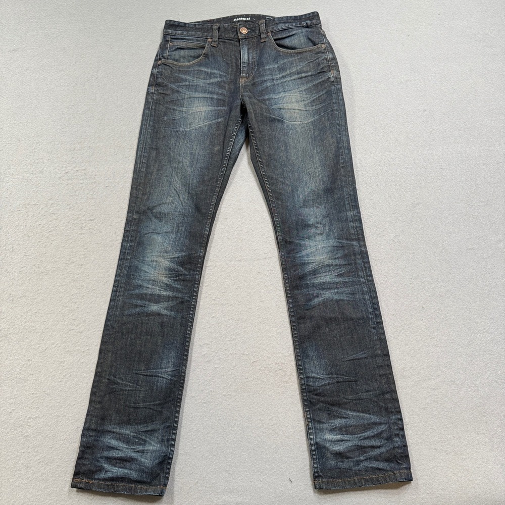 Jeanswest Jeans Men's 30 Blue Dark Wash Denim Slim Fit Tapered Leg Whiskered